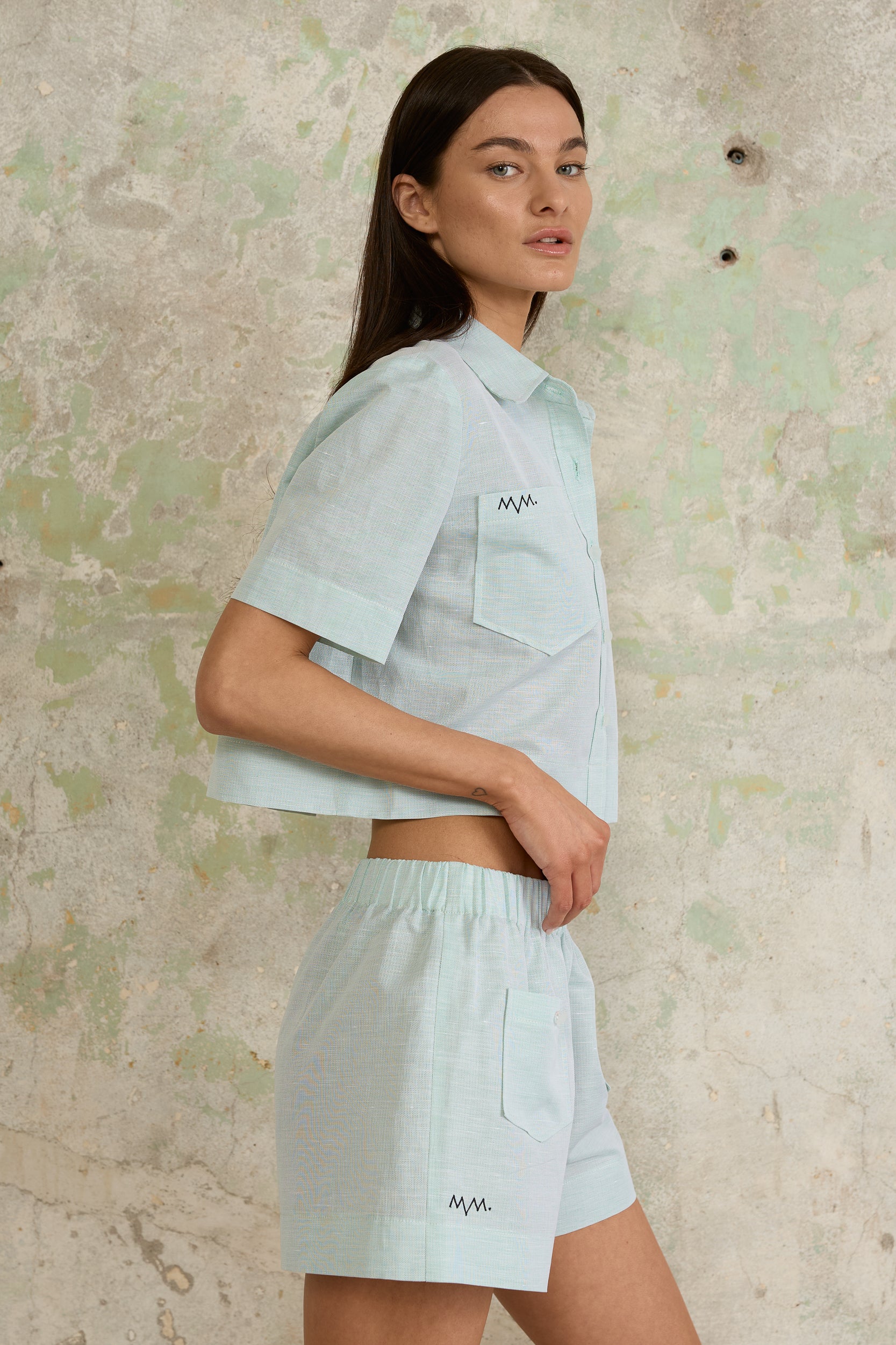 Fresh Mint Linen Shorts