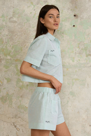 Fresh Mint Linen Shorts