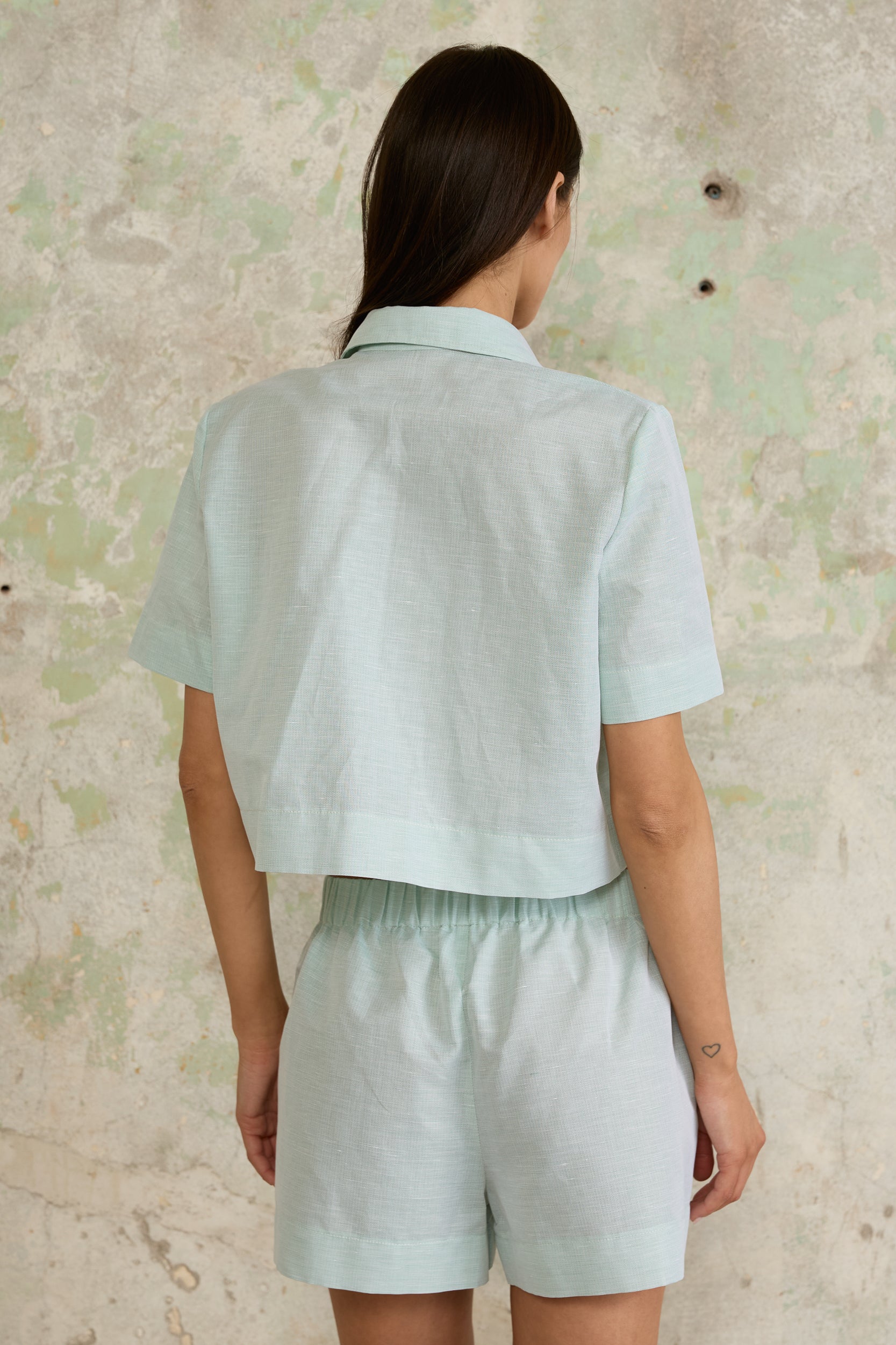 Fresh Mint Linen Shorts