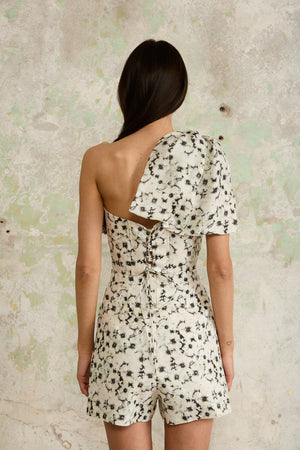 Monochrome Bloom Silk Shorts