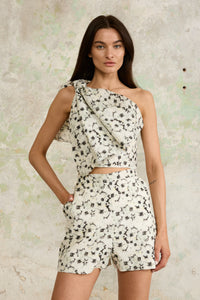 Monochrome Bloom Silk Shorts