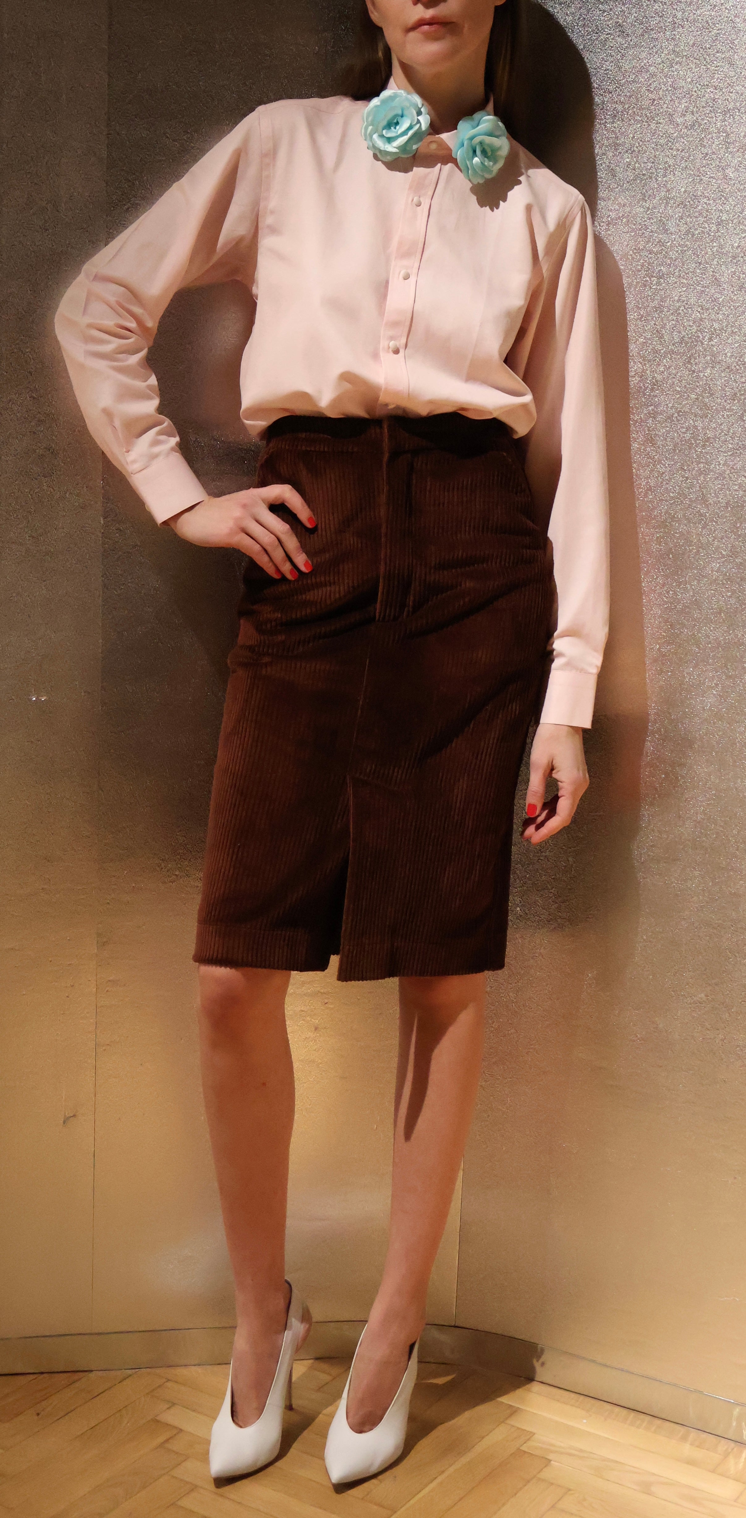 RAYA CARAMEL CORDUROY MIDI SKIRT