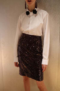 Wine Sequin Skirt