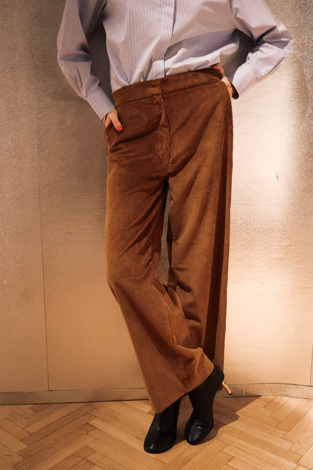 Raya Caramel Corduroy Tailored Trousers